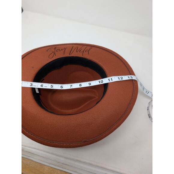 Fedora Hat Wide Brim Artwork Design Woman Figure Rustic Orange OSFM - Picture 8 of 9